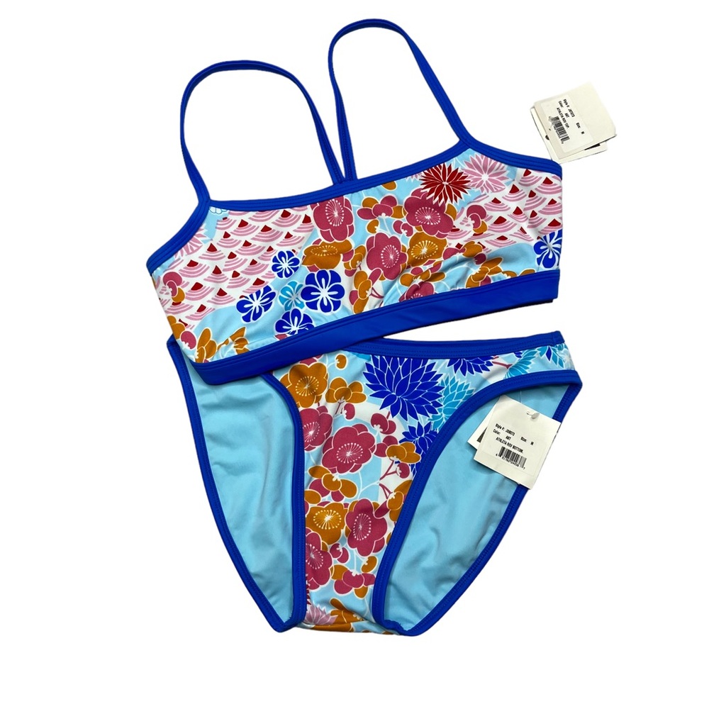 TOES ON THE NOSE Reversible Floral Bikini Swimsuit Set Size Medium